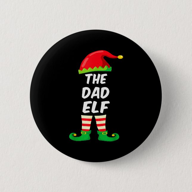 Badge Rond 5 Cm The Dad Elf Family Matching Funny Christmas Costum (Devant)