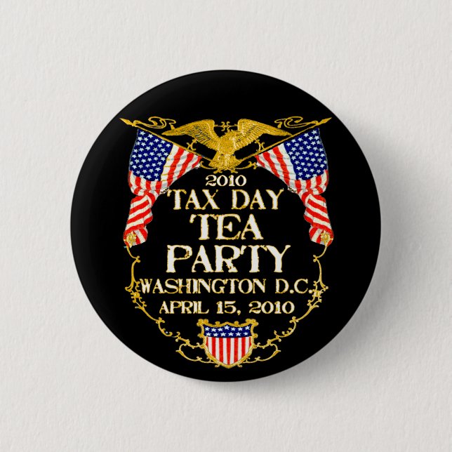 Badge Rond 5 Cm Thé de jour de 2010 impôts (Devant)