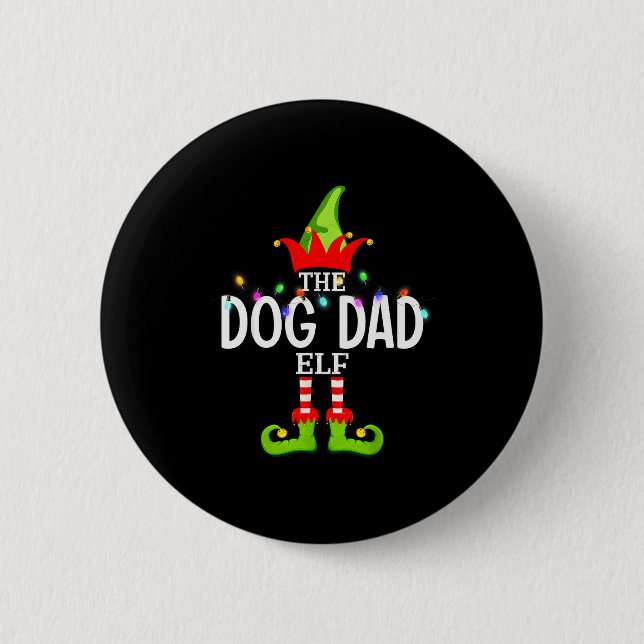Badge Rond 5 Cm The Dog Dad Elf Christmas Matching Pajamas Men Wom (Devant)