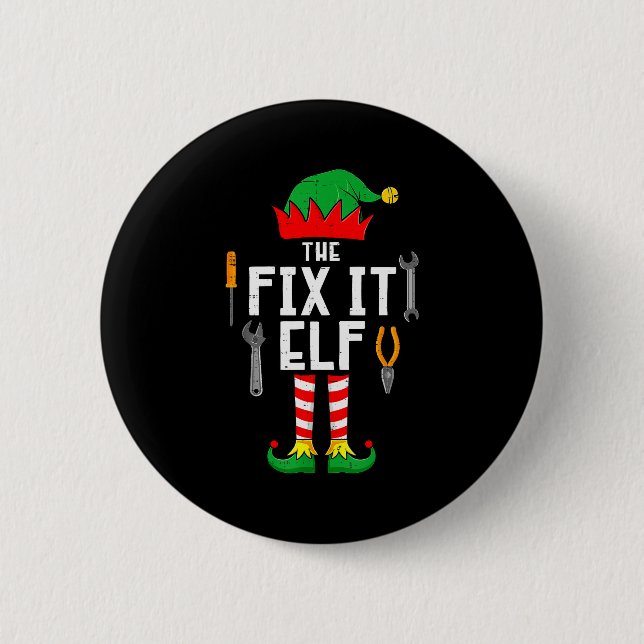 Badge Rond 5 Cm The Fix It Elf Christmas Family Matching Xmas Grou (Devant)