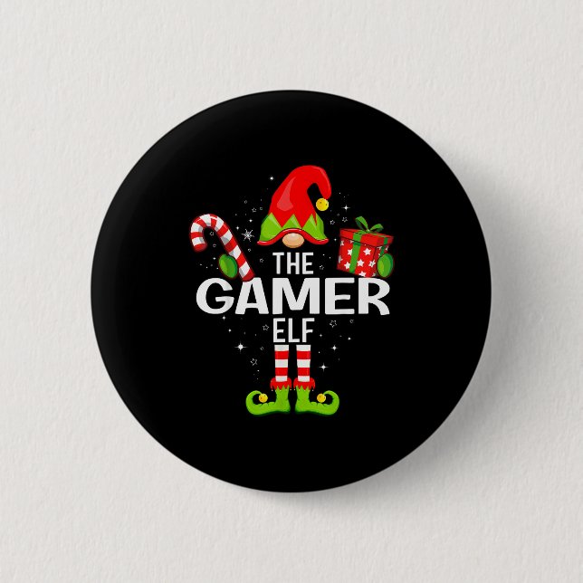 Badge Rond 5 Cm The Gamer Elf Family Christmas Pajama Xmas  (Devant)