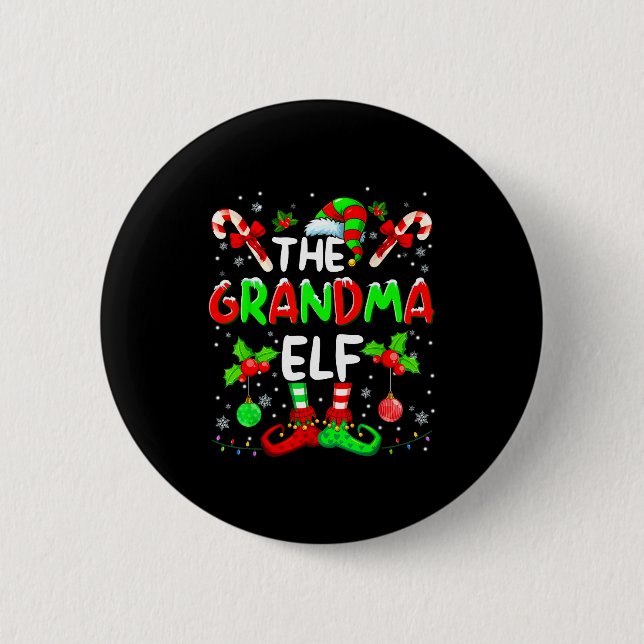 Badge Rond 5 Cm The Grandma Elf Costume Pajamas Pjs Christmas Xmas (Devant)