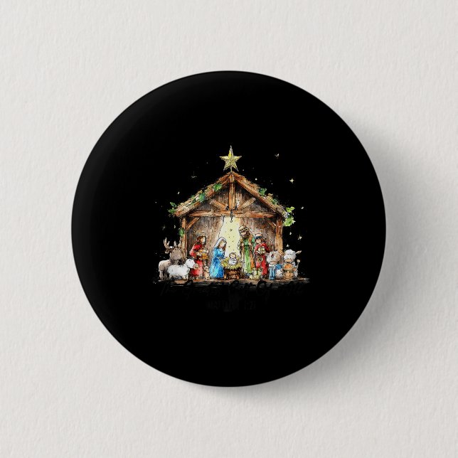 Badge Rond 5 Cm The Greatest Gift For All Christmas Nativity Jesus (Devant)