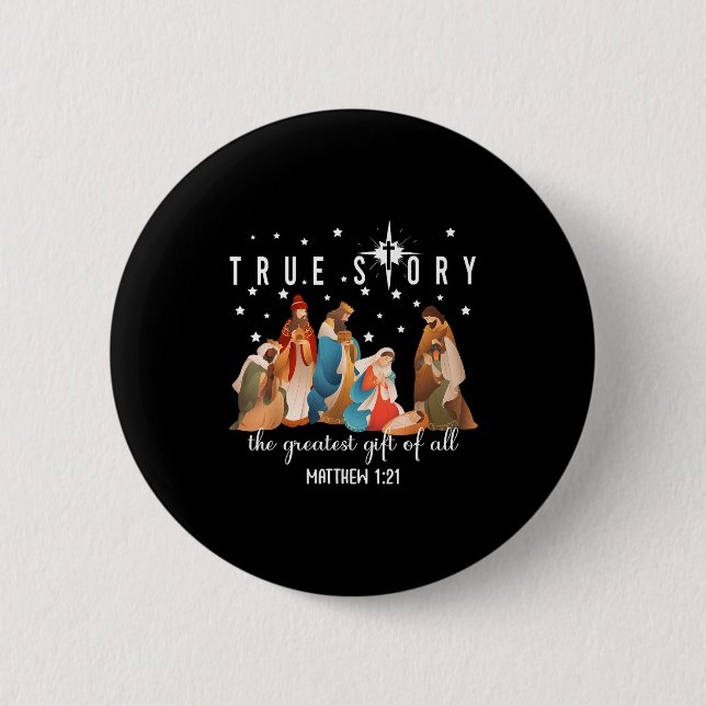 Badge Rond 5 Cm The Greatest Gift For All Christmas Nativity Jesus (Devant)