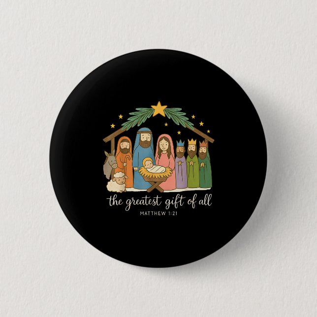 Badge Rond 5 Cm The Greatest Of All Nativity Jesus Christian Chris (Devant)