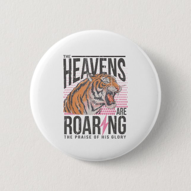 Badge Rond 5 Cm The Heavens Are Roaring, Psalm 19_1 Bible Verse  (Devant)