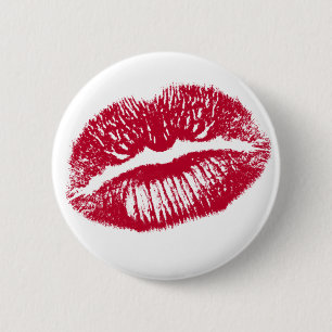 Badge Rond 5 Cm The Kiss, Red Lips
