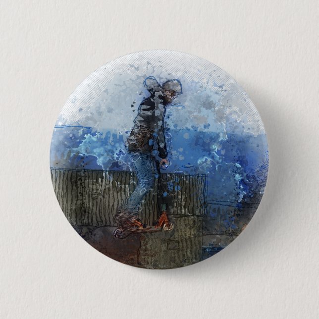Badge Rond 5 Cm The Lift - Cavalier de Trottinette (Devant)