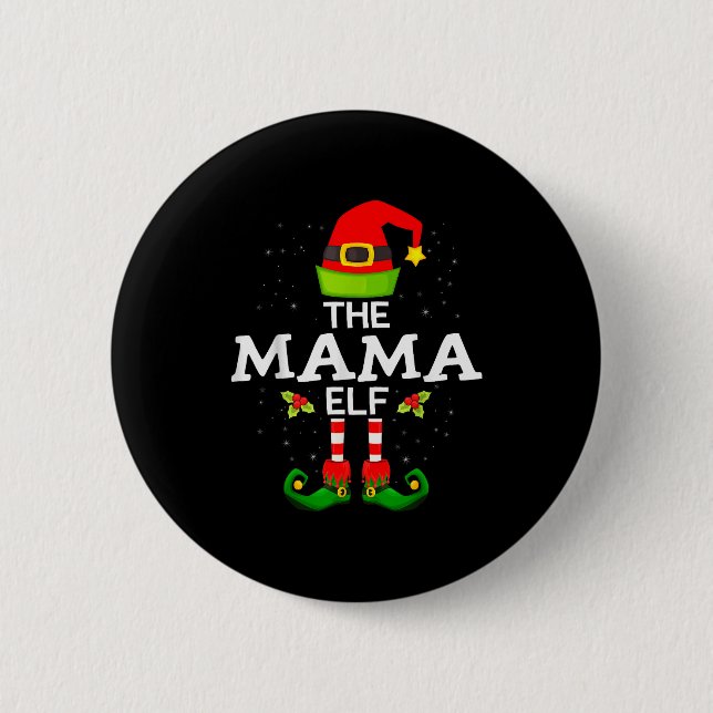 Badge Rond 5 Cm The Mama Elf Christmas Family Matching Pajama  (Devant)