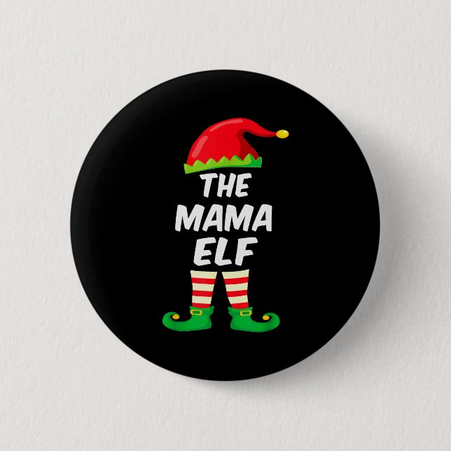 Badge Rond 5 Cm The Mama Elf Family Matching Funny Christmas Costu (Devant)