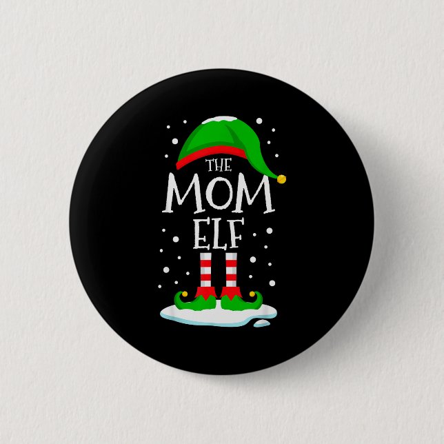 Badge Rond 5 Cm The Mom Elf Christmas Family Matching Xmas Mommy G (Devant)