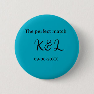 Badge Rond 5 Cm The perfect match couple name letter date blue sim