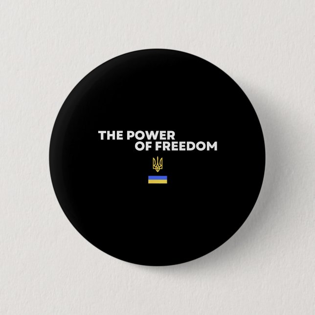 Badge Rond 5 Cm The Power Of Freedom Trident Ukrainian Flag Symbol (Devant)