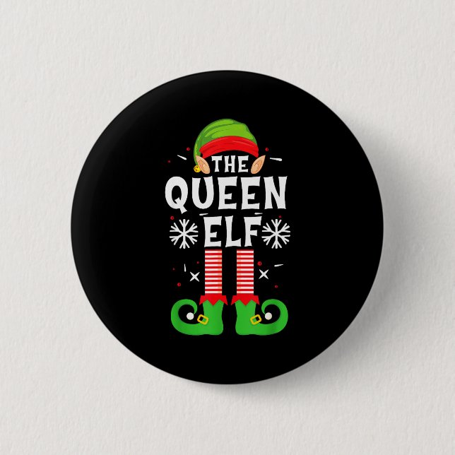 Badge Rond 5 Cm The Queen Elf Christmas Family Matching Pajamas Qu (Devant)
