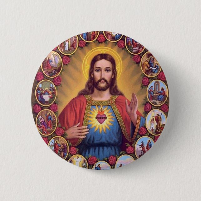 Badge Rond 5 Cm The Sacred Heart of Jesus (Devant)