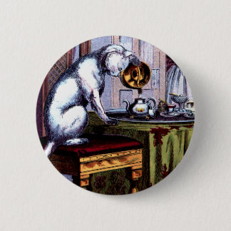 Badge Rond 5 Cm Thé se renversant de chat