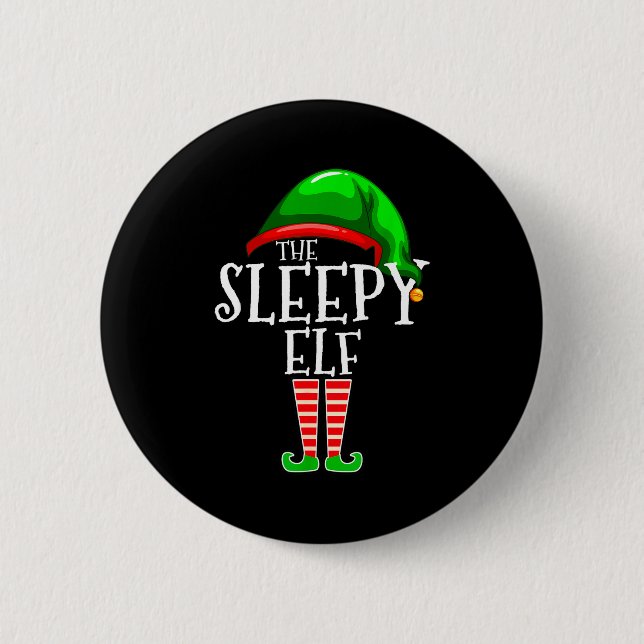 Badge Rond 5 Cm The Sleepy Elf Group Matching Family Christmas Gif (Devant)