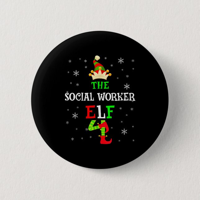 Badge Rond 5 Cm The Social Worker Elf Christmas Elf Matching Famil (Devant)