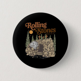 Badge Rond 5 Cm The Stone Was Rolled Away He Is Alive Retro Christ