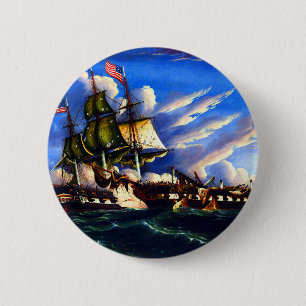 Badge Rond 5 Cm The USS Constitution and the Guerriere