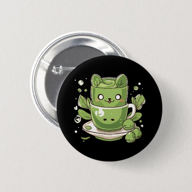 Badge Rond 5 Cm thé vert matcha (Devant & derrière)
