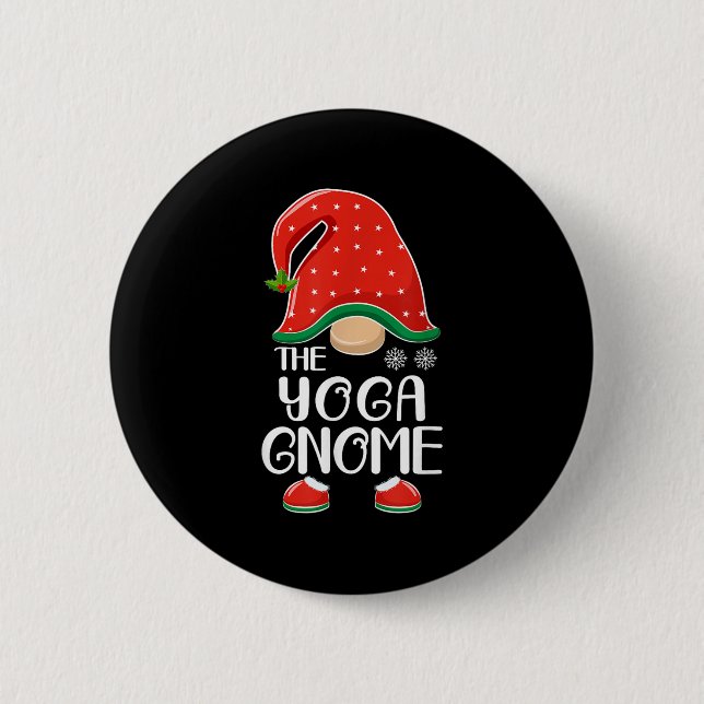 Badge Rond 5 Cm The Yoga Gnome Elf Matching Family Group Christmas (Devant)