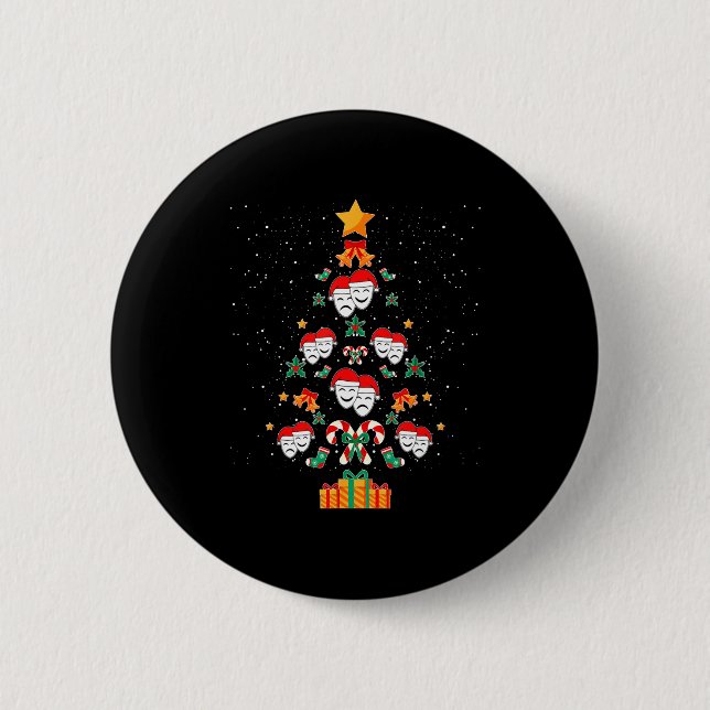 Badge Rond 5 Cm Theatre Masks Drama Actor Actress Christmas Tree X (Devant)