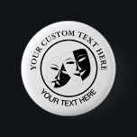 Badge Rond 5 Cm Théâtre Masque Comédie Tragédie Noir Blanc Personn<br><div class="desc">Théâtre Masque Comédie Tragédie Noir Blanc Personnalisé 2 bouton</div>