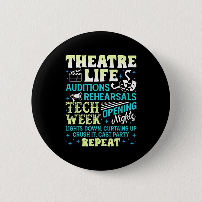 Badge Rond 5 Cm Theatre Nerd Actor Funny Musical Theater Geek Thes (Devant)