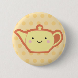 Badge Rond 5 Cm Théière jaune