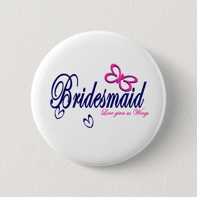 Badge Rond 5 Cm Thème Bridesmaid/Papillon (Devant)