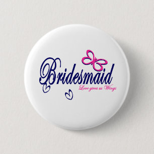 Badge Rond 5 Cm Thème Bridesmaid/Papillon