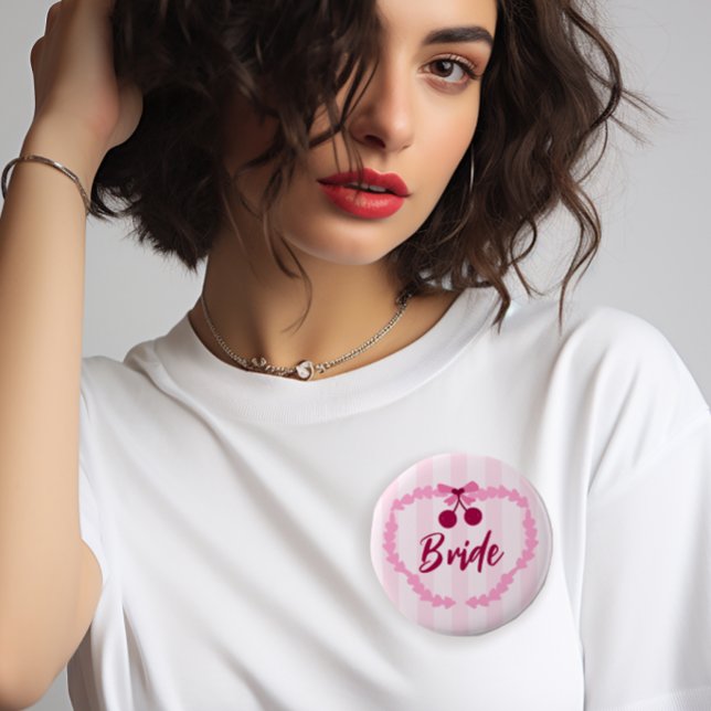 Badge Rond 5 Cm Thème Cerise Enterrement de Vie de Jeune Fille Mar (Créateur téléchargé)