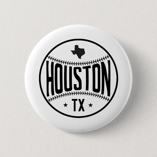 Badge Rond 5 Cm Thème De Baseball Houston (Devant)
