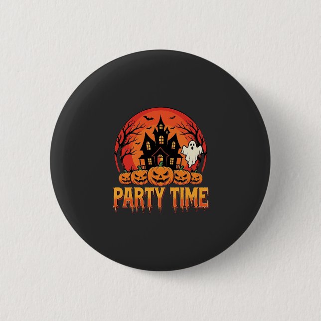 Badge Rond 5 Cm Thème de fantôme de citrouille pour la fête d'Hall (Devant)