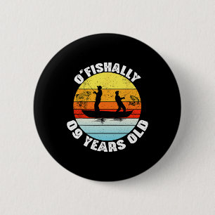 Badge Rond 5 Cm Thème de fête d'anniversaire pour 9 ans de pêche '