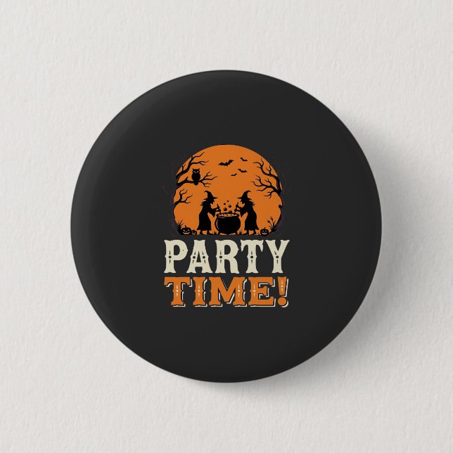 Badge Rond 5 Cm Thème de fête d'Halloween Sorcière Chaudron Design (Devant)