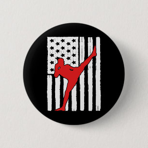 Badge Rond 5 Cm Thème de Muay Thai Drapeau Américain Conception Gr