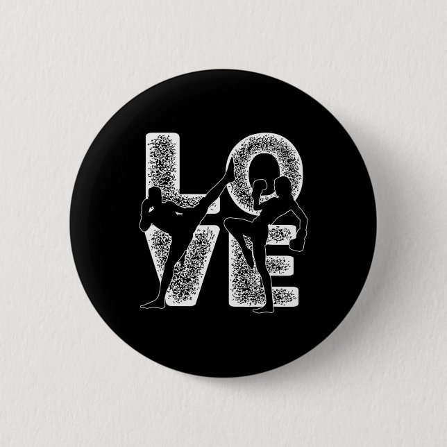 Badge Rond 5 Cm Thème graphique de mot d'amour de Muay Thai concep (Devant)