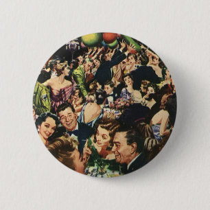 Badge Rond 5 Cm Thème Hollywood Vintage Fête Élégante avec Ballons