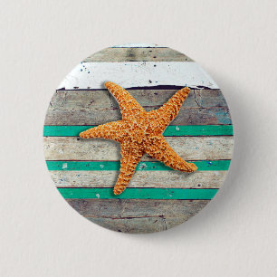 Badge Rond 5 Cm Thème Plage Starfish Mariage Rustique