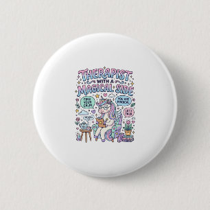 Badge Rond 5 Cm Thérapeute Licorne avec un Cadeau Magique Idée Cad