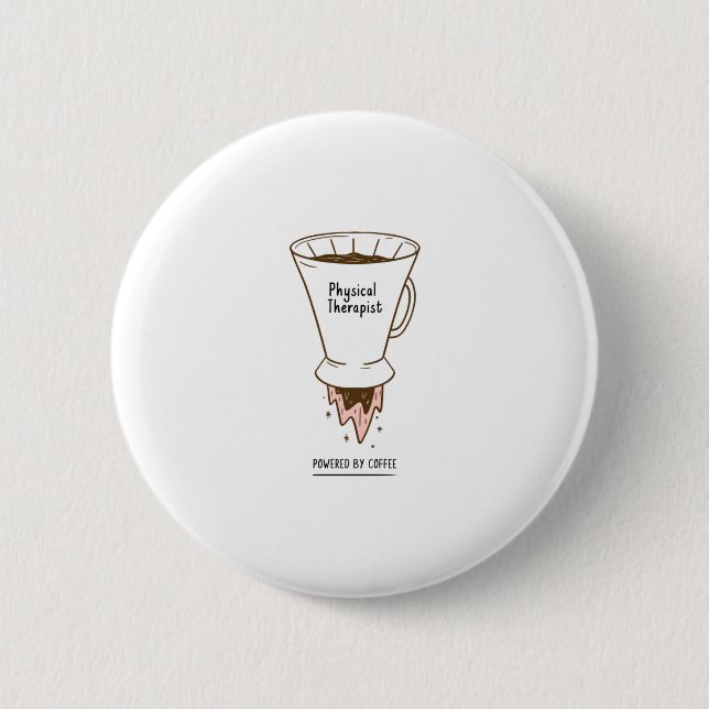 Badge Rond 5 Cm Thérapeute Physique Actionné Avec Café (Devant)