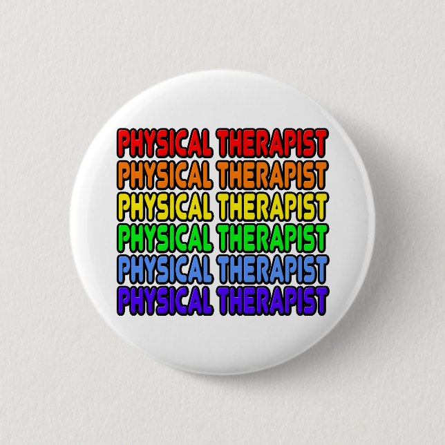 Badge Rond 5 Cm Thérapeute physique arc-en-ciel (Devant)
