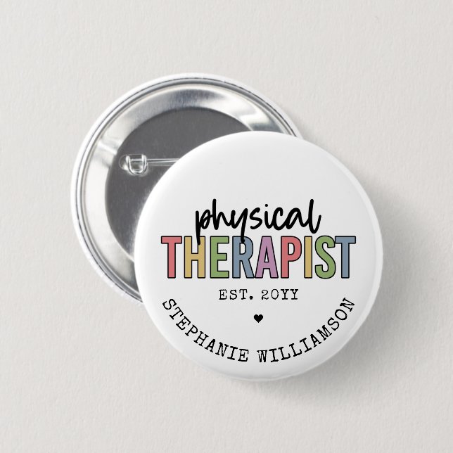 Badge Rond 5 Cm Thérapeute physique sur mesure PT Diplômes (Devant & derrière)