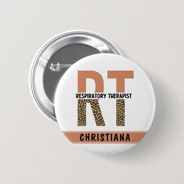 Badge Rond 5 Cm Thérapeute respiratoire personnalisée Don RT (Devant & derrière)