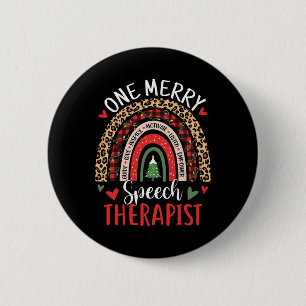 Badge Rond 5 Cm Thérapie de la parole Arc-en-ciel de Noël Orthopho