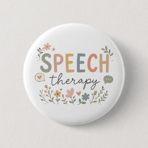 Badge Rond 5 Cm Thérapie de la parole mignonne Floral SLP Orthopho