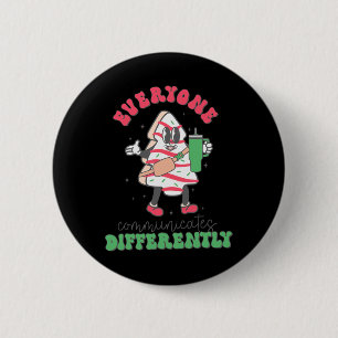 Badge Rond 5 Cm Thérapie de la parole Noël Tout le monde Communiqu