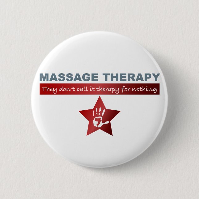 Badge Rond 5 Cm Thérapie de massage en rouge rubis (Devant)